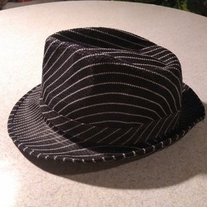Woven pinstripe Fedora hat